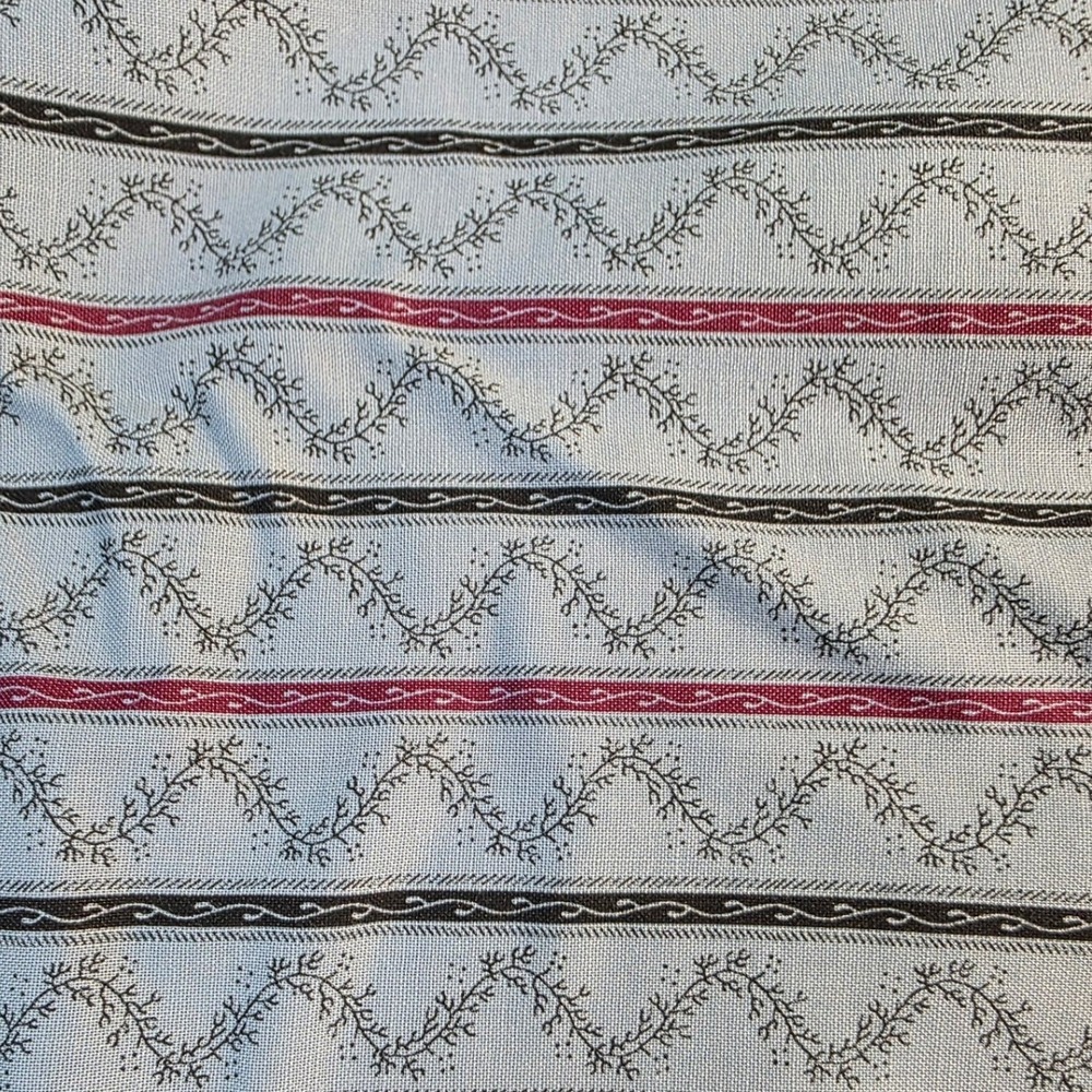 Jinny Beyer RJR Fashion Fabrics Blue Red Striped Scroll Cotton 44w x 1 Yard